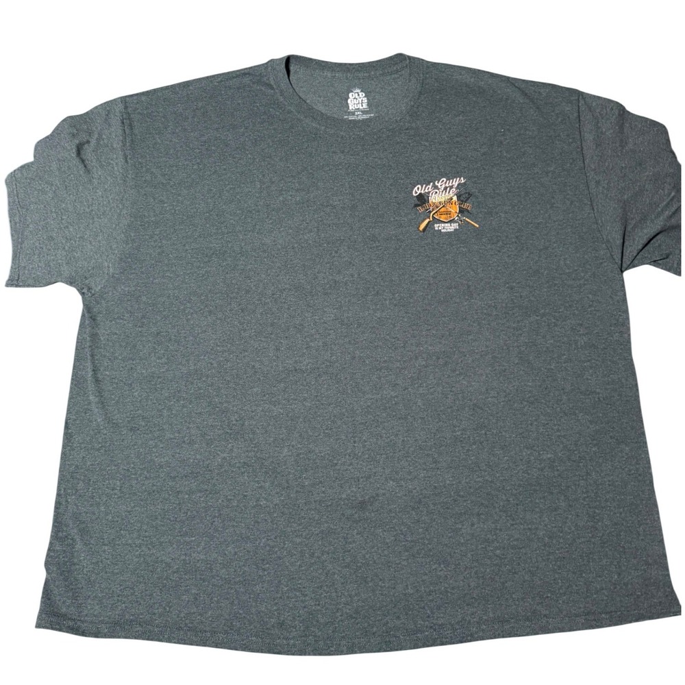 Old Guys Rule Mens 3XL Rod & Gun Club Fishing Hunting Graphic T-Shirt Gray 2020